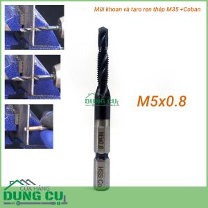 Mũi khoan taro ren M5x0.8 cao cấp thép M35+Co
