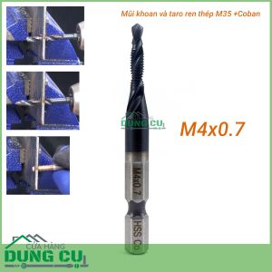 Mũi khoan taro ren M4x0.7 cao cấp thép M35+Co