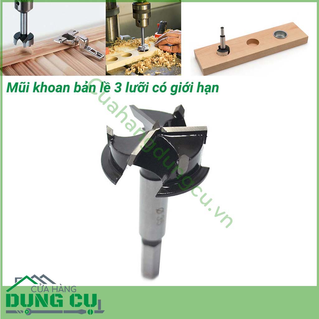 Mũi khoan bản lề 3 lưỡi có giới hạn