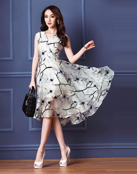 Học may váy xòe liền thân