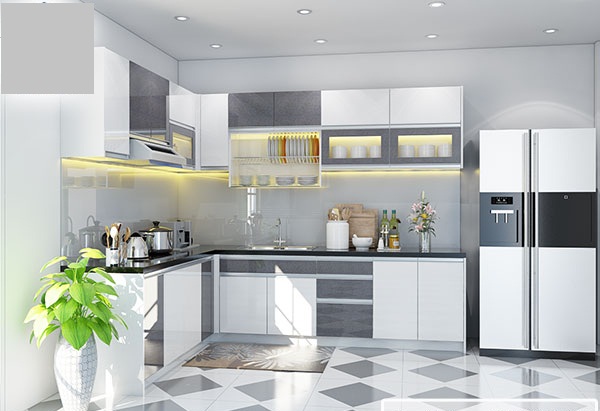 Cách đóng tủ bếp nhôm kính