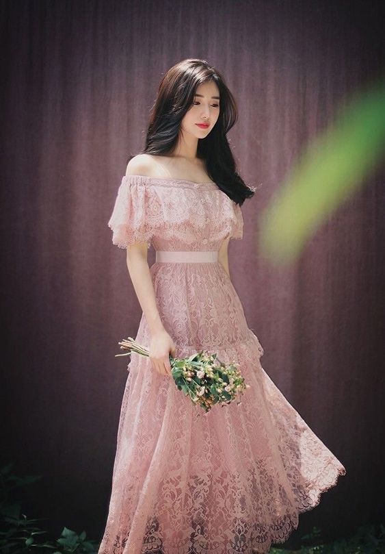 Váy maxi trễ vai phong cách Hàn Quốc KNA038