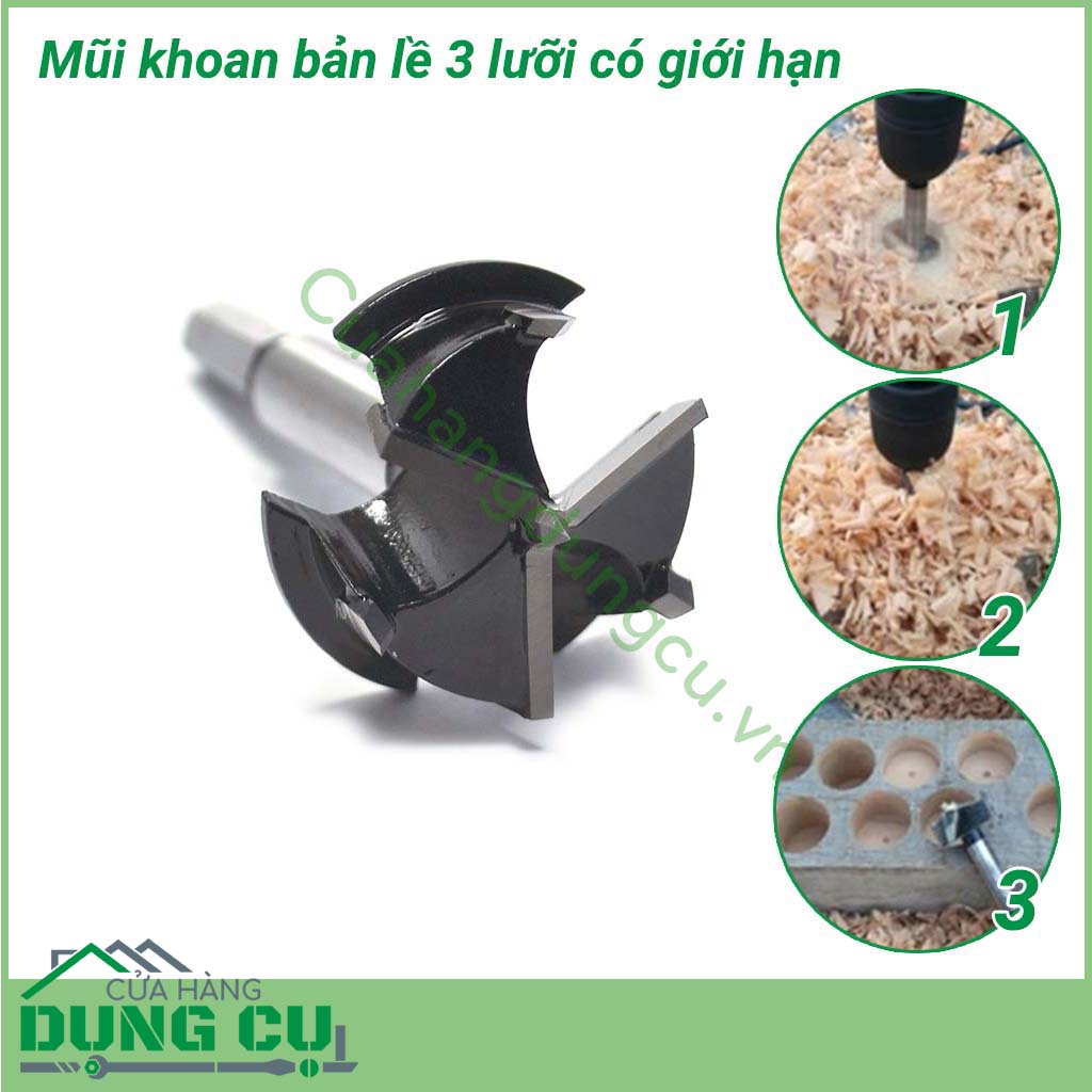 Mũi khoan bản lề 3 lưỡi có giới hạn